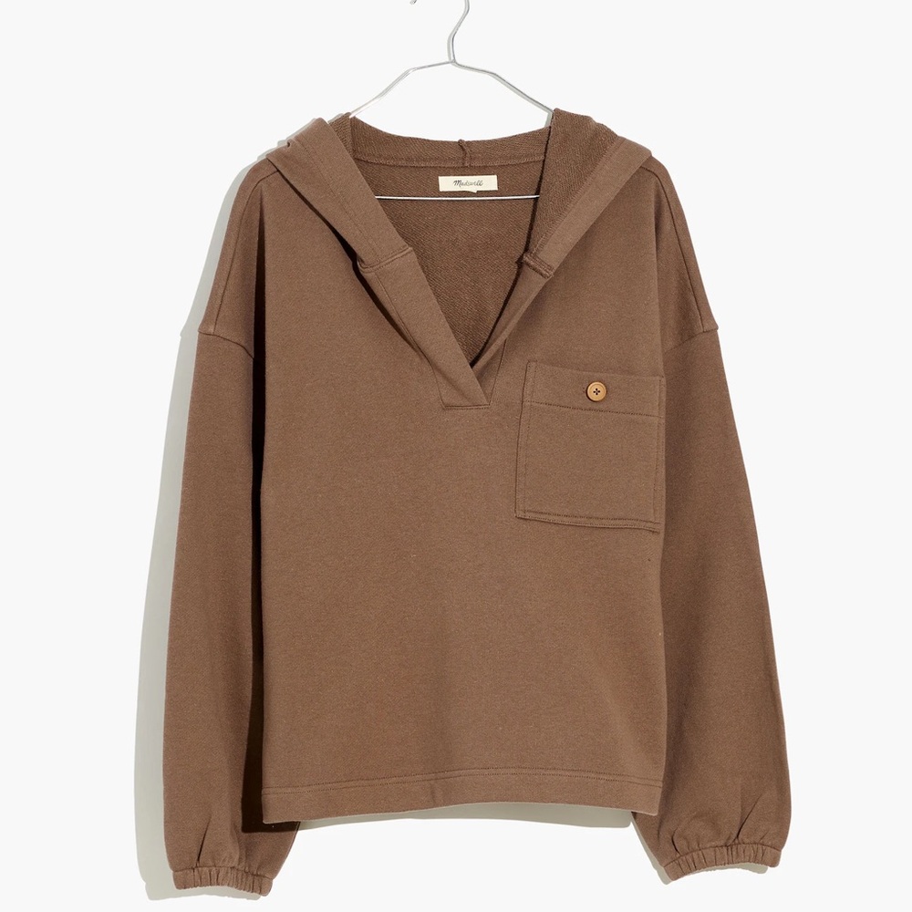 Madewell cotton-hemp henley hoodie sweatshirt
